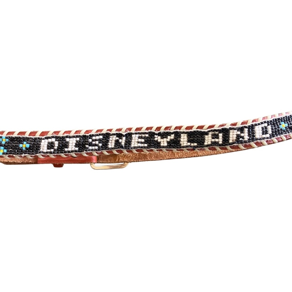 VTG Kid's Disneyland Western Beaded Leather Belt Size S/M